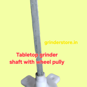Tabletop grinder shaft with wheel pully assembly