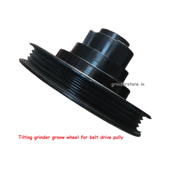 Tilting grinder groove wheel for belt drive pully